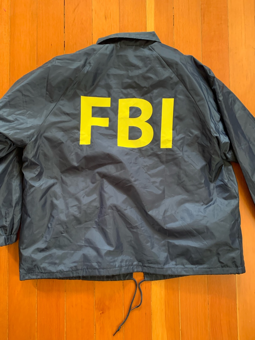 FBI Logo Navy Windbreaker Jacket with Yellow Print - Halloween Costume